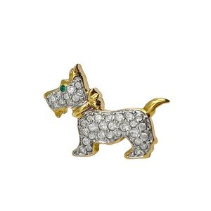 Vintage Signed Swavorski Crystal Terrier Dog Brooch/Pin